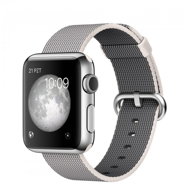 Apple Watch (38 mm) Paslanmaz Çelik Kasa ve Naylon Örme İnci Grisi Kordon Akıllı Saat