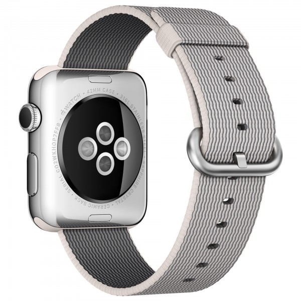 Apple Watch (42 mm) Paslanmaz Çelik Kasa ve Naylon Örme İnci Grisi Kordon Akıllı Saat