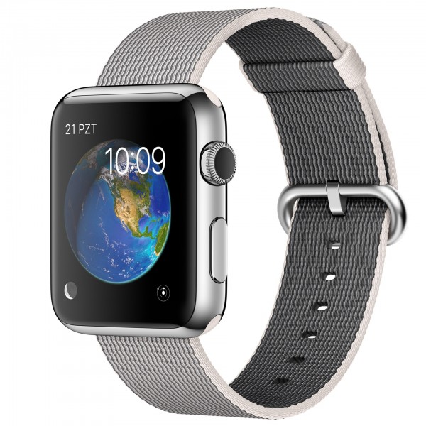 Apple Watch (42 mm) Paslanmaz Çelik Kasa ve Naylon Örme İnci Grisi Kordon Akıllı Saat