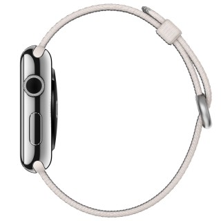 Apple Watch (42 mm) Paslanmaz Çelik Kasa ve Naylon Örme İnci Grisi Kordon Akıllı Saat