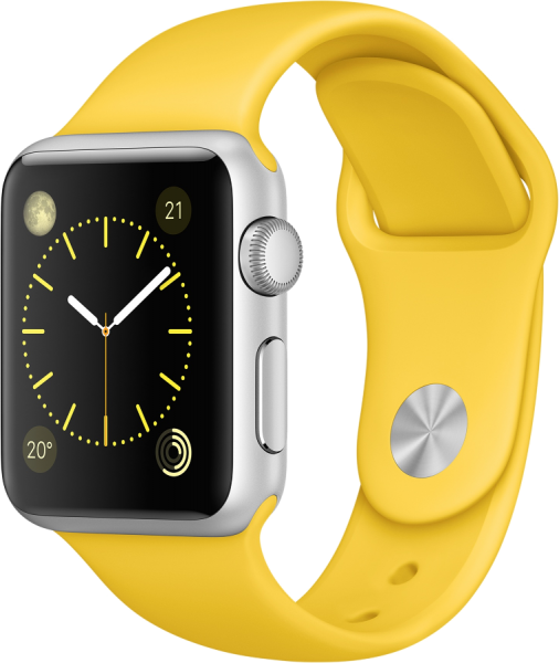 Apple Watch Sport (38 mm) Gümüş Rengi Alüminyum Kasa ve Sarı Spor Kordon Akıllı Saat