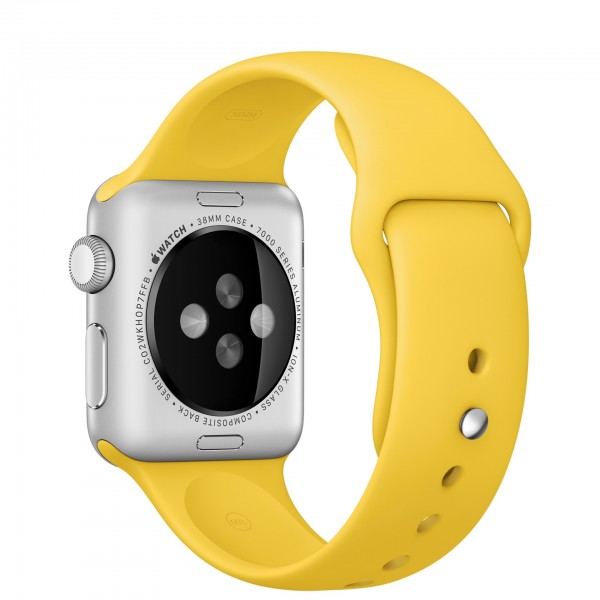 Apple Watch Sport (38 mm) Gümüş Rengi Alüminyum Kasa ve Sarı Spor Kordon Akıllı Saat