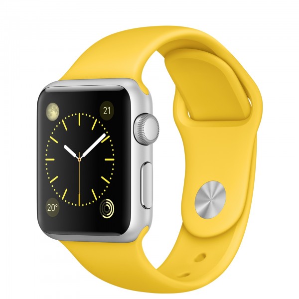 Apple Watch Sport (38 mm) Gümüş Rengi Alüminyum Kasa ve Sarı Spor Kordon Akıllı Saat