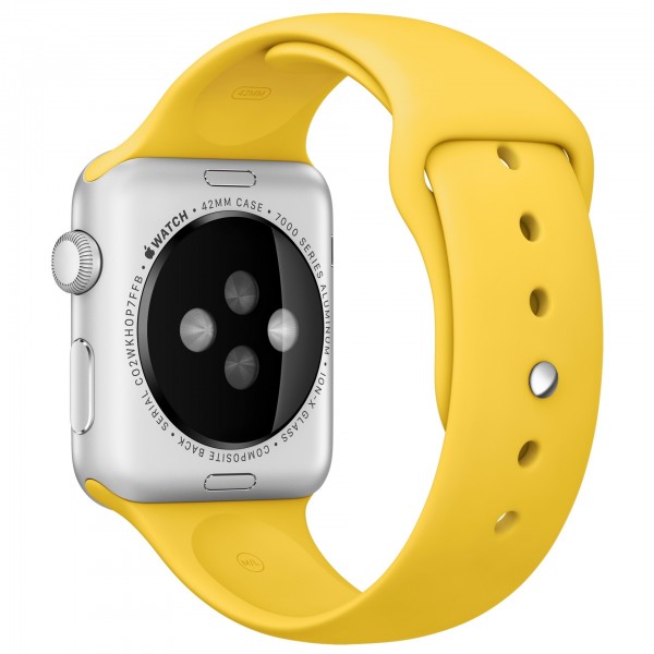 Apple Watch Sport (42 mm) Gümüş Rengi Alüminyum Kasa ve Sarı Spor Kordon Akıllı Saat