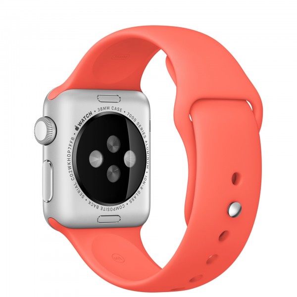 Apple Watch Sport (38 mm) Gümüş Rengi Alüminyum Kasa ve Kayısı Rengi Spor Kordon Akıllı Saat