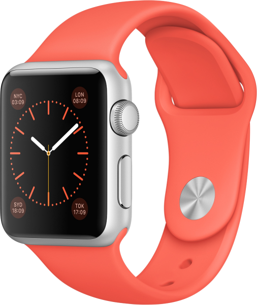 Apple Watch Sport (38 mm) Gümüş Rengi Alüminyum Kasa ve Kayısı Rengi Spor Kordon Akıllı Saat