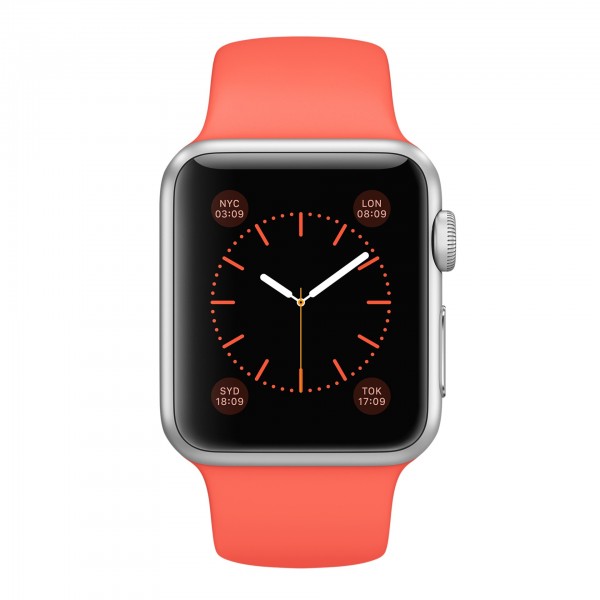 Apple Watch Sport (38 mm) Gümüş Rengi Alüminyum Kasa ve Kayısı Rengi Spor Kordon Akıllı Saat