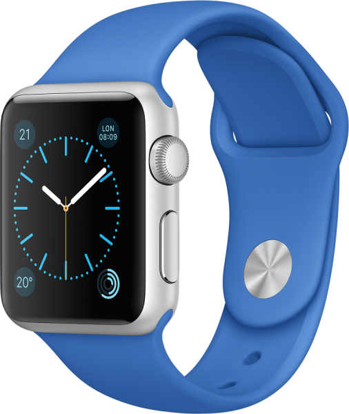 Apple Watch Sport (38 mm) Gümüş Rengi Alüminyum Kasa ve Kraliyet Mavisi Spor Kordon Akıllı Saat