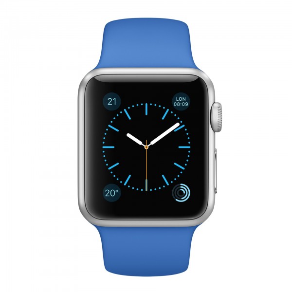 Apple Watch Sport (38 mm) Gümüş Rengi Alüminyum Kasa ve Kraliyet Mavisi Spor Kordon Akıllı Saat