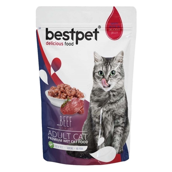 Bestpet Adult Jelly Pouch Biftekli 85 gr Kedi Maması