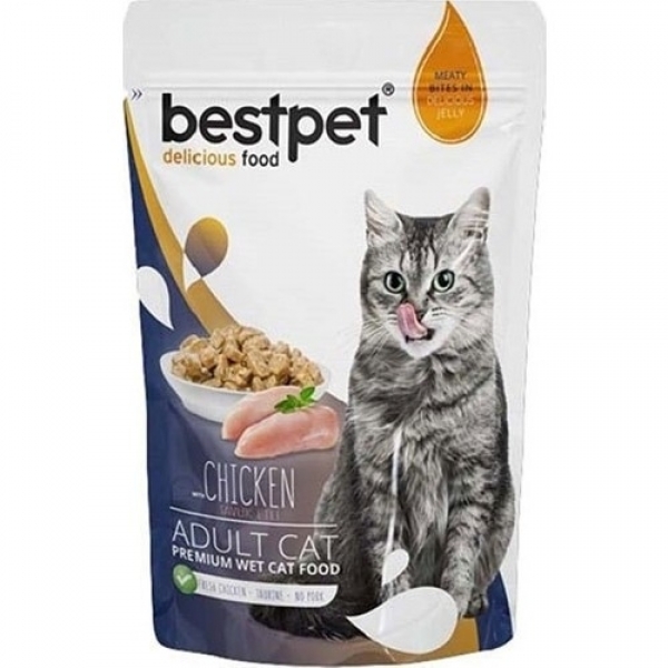 Bestpet Adult Jelly Pouch Tavuklu 85 gr Kedi Maması