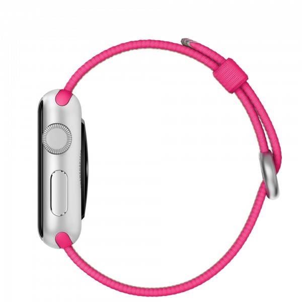 Apple Watch Sport (38 mm) Gümüş Rengi Alüminyum Kasa ve Naylon Örme Pembe Kordon Akıllı Saat