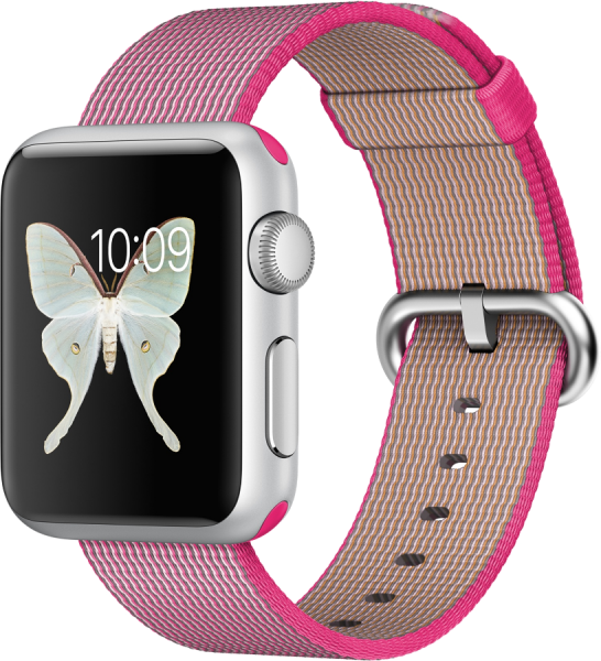 Apple Watch Sport (38 mm) Gümüş Rengi Alüminyum Kasa ve Naylon Örme Pembe Kordon Akıllı Saat