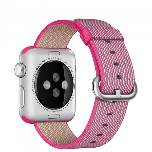 Apple Watch Sport (38 mm) Gümüş Rengi Alüminyum Kasa ve Naylon Örme Pembe Kordon Akıllı Saat