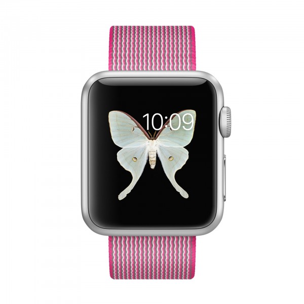 Apple Watch Sport (38 mm) Gümüş Rengi Alüminyum Kasa ve Naylon Örme Pembe Kordon Akıllı Saat