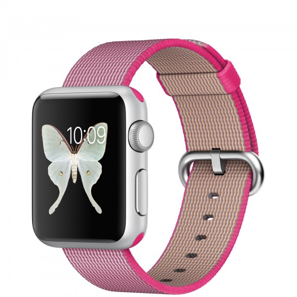 Apple Watch Sport (38 mm) Gümüş Rengi Alüminyum Kasa ve Naylon Örme Pembe Kordon Akıllı Saat