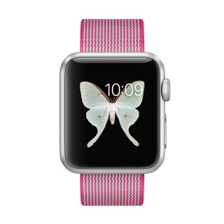 Apple Watch Sport (38 mm) Gümüş Rengi Alüminyum Kasa ve Naylon Örme Pembe Kordon Akıllı Saat