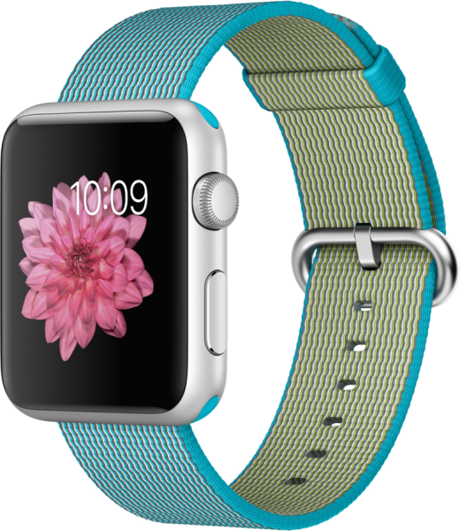 Apple Watch Sport (42 mm) Gümüş Rengi Alüminyum Kasa ve Naylon Örme Tropik Mavi Kordon Akıllı Saat