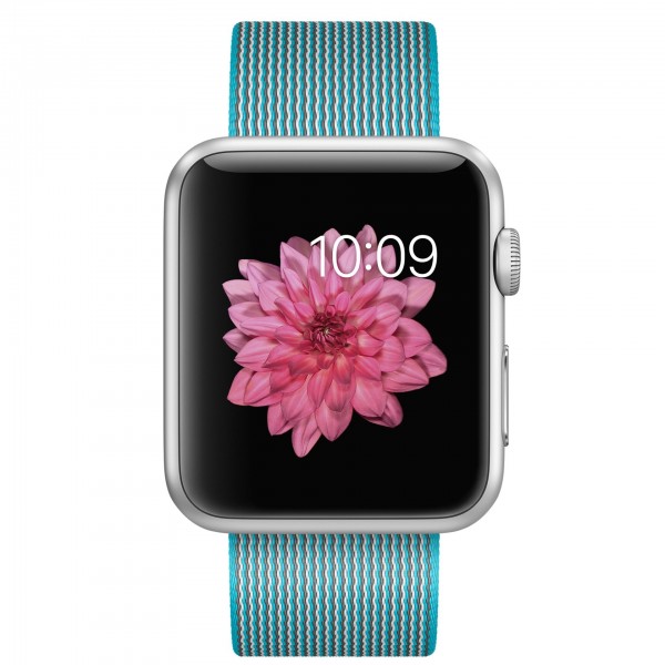 Apple Watch Sport (42 mm) Gümüş Rengi Alüminyum Kasa ve Naylon Örme Tropik Mavi Kordon Akıllı Saat