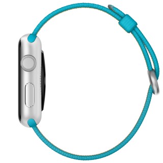 Apple Watch Sport (42 mm) Gümüş Rengi Alüminyum Kasa ve Naylon Örme Tropik Mavi Kordon Akıllı Saat