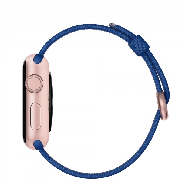 Apple Watch Sport (38 mm) Roze Altın Rengi Alüminyum Kasa ve Naylon Örme Kraliyet Mavisi Kordon Akıllı Saat