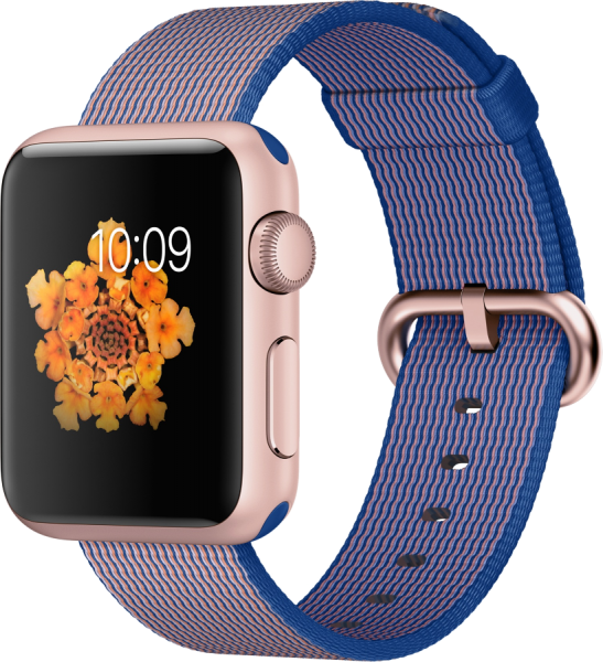 Apple Watch Sport (38 mm) Roze Altın Rengi Alüminyum Kasa ve Naylon Örme Kraliyet Mavisi Kordon Akıllı Saat
