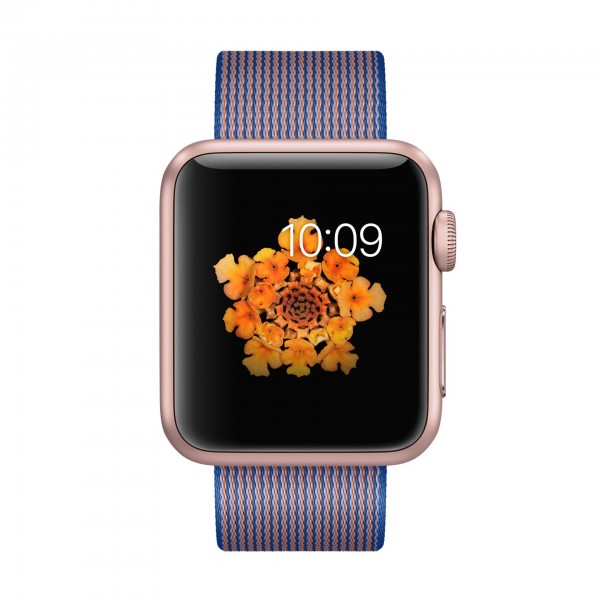 Apple Watch Sport (38 mm) Roze Altın Rengi Alüminyum Kasa ve Naylon Örme Kraliyet Mavisi Kordon Akıllı Saat