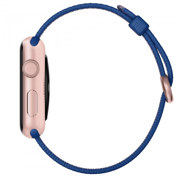 Apple Watch Sport (42 mm) Roze Altın Rengi Alüminyum Kasa ve Naylon Örme Kraliyet Mavisi Kordon Akıllı Saat