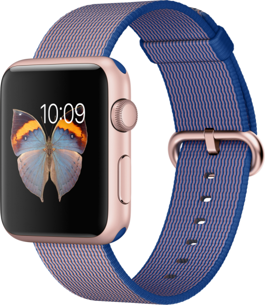 Apple Watch Sport (42 mm) Roze Altın Rengi Alüminyum Kasa ve Naylon Örme Kraliyet Mavisi Kordon Akıllı Saat