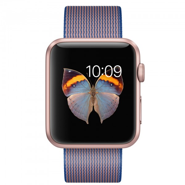 Apple Watch Sport (42 mm) Roze Altın Rengi Alüminyum Kasa ve Naylon Örme Kraliyet Mavisi Kordon Akıllı Saat