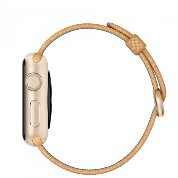 Apple Watch Sport (38 mm) Altın Rengi Alüminyum Kasa ve Naylon Örme Altın/Kırmızı Kordon Akıllı Saat