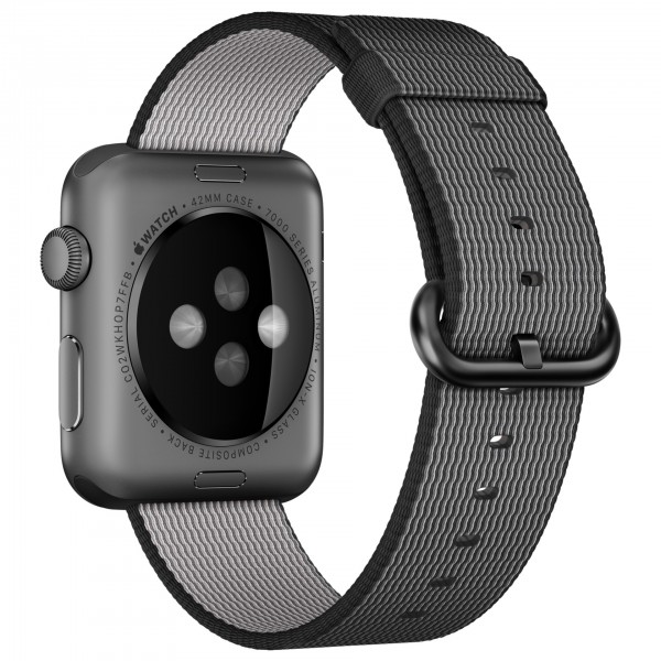 Apple Watch Sport (42 mm) Uzay Grisi Alüminyum Kasa ve Naylon Örme Siyah Kordon Akıllı Saat