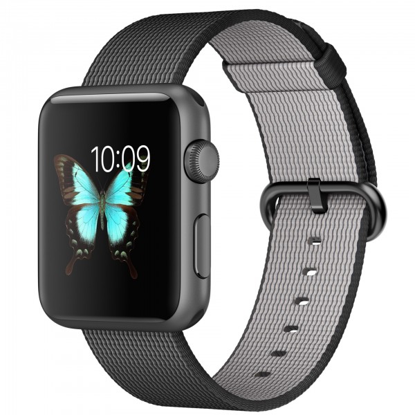 Apple Watch Sport (42 mm) Uzay Grisi Alüminyum Kasa ve Naylon Örme Siyah Kordon Akıllı Saat