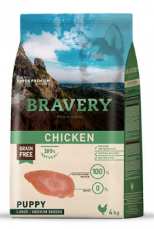 Bravery Tahılsız Orta Ve Büyük Irk Tavuklu Yavru 4 kg Köpek Maması