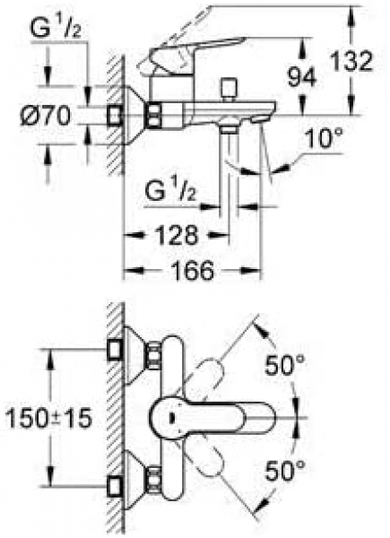 Grohe BauEdge 23605000 Banyo Bataryası
