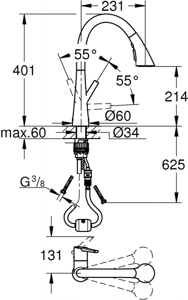 Grohe Zedra 32294002 Eviye Bataryası