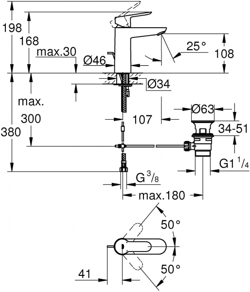 Grohe BauEdge 23758000 Lavabo Bataryası
