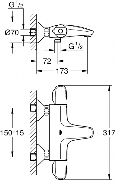 Grohe Grohtherm 1000 34155003 Banyo Bataryası