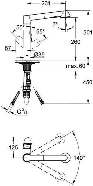 Grohe K7 32176000 Eviye Bataryası