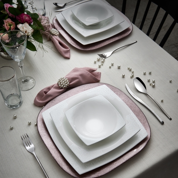 Karaca Fine Pearl Valentina 62 Parça Yemek Takımı (62 Parça)