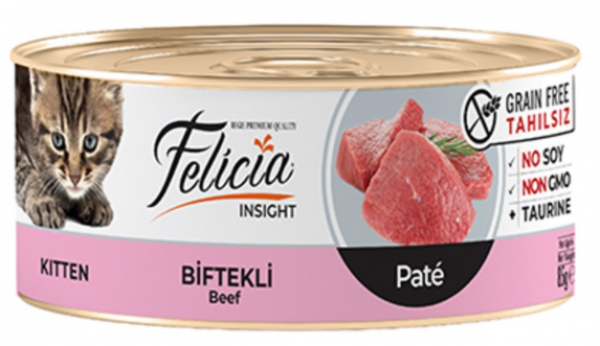 Felicia Tahılsız Biftekli Kıyılmış Yavru 85 gr Kedi Maması