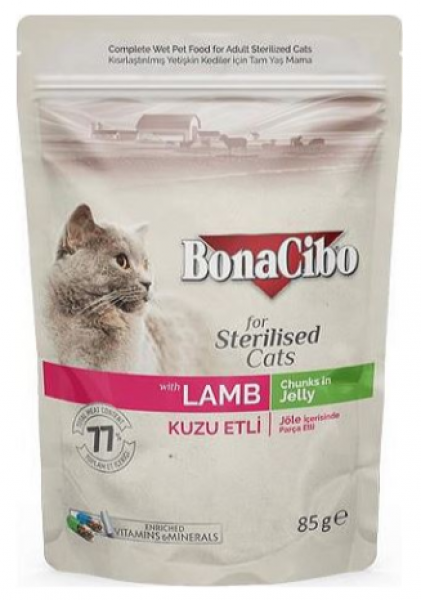 Bonacibo BonaCibo Pouch Kuzu Etli Kısır 85 gr Kedi Maması