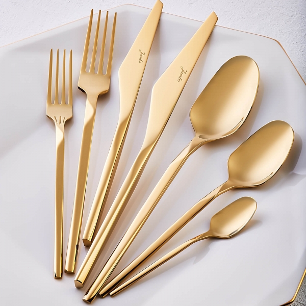 Jumbo 5100 Quartz Titanyum Gold 84 Parça Çatal Kaşık Bıçak Takımı (Altın)