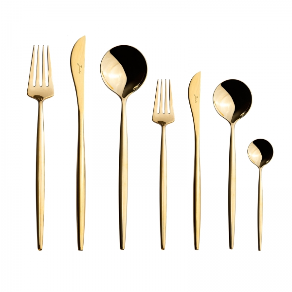Jumbo 9000 Titanyum Gold 84 Parça Çatal Kaşık Bıçak Takımı (Altın)