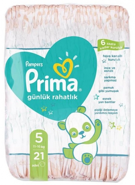 Prima Günlük Rahatlık 5 Beden 21 Adet Bebek Bezi