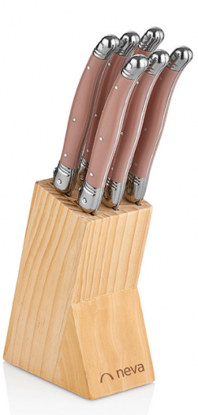 Neva Sweet Mini Standlı Bıçak Seti 6 Parça (Gümüş / Rose)
