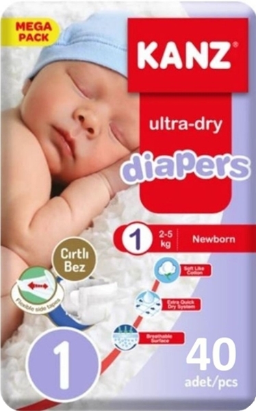 Kanz Ultra-Dry 1 Beden 40 Adet Bebek Bezi