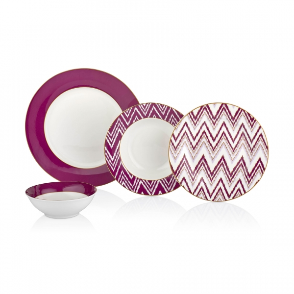 Neva Valentine N2584 24 Parça Yemek Takımı (Fuşya / Beyaz)