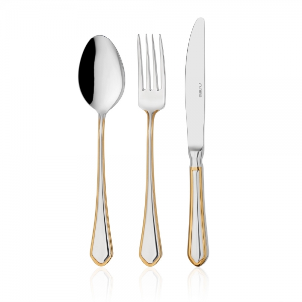 Neva N2910 Abide Gold 84 Parça Çatal Kaşık Bıçak Takımı (Altın)