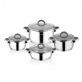 Neva N2859 Grizay 8 Parça Lotus Çelik Tencere Seti resim